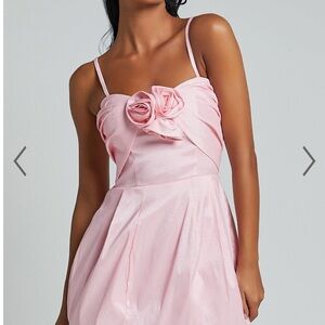 Cute Pastel Pink Dress with Floral Detail